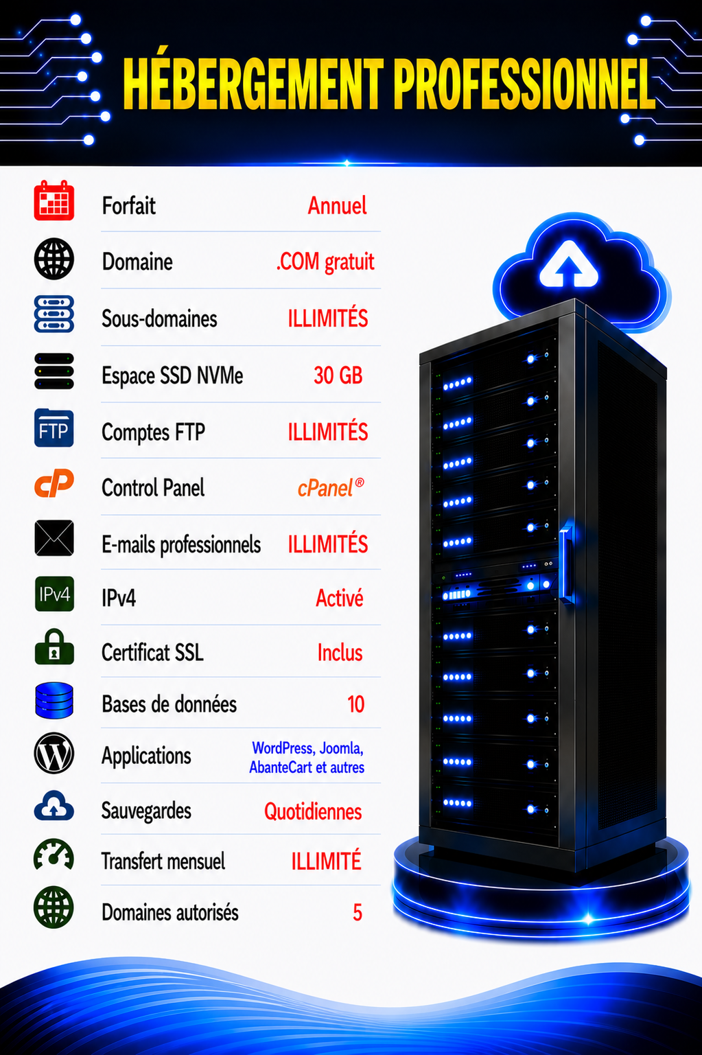 Hébergement professionnel